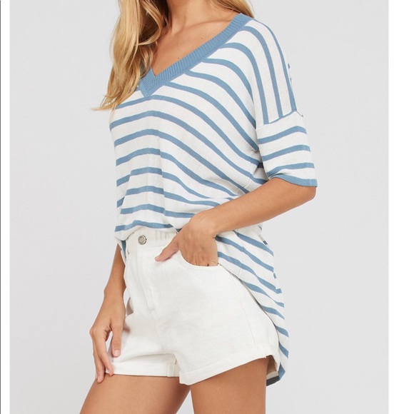 SOLD OUT🆕Mauve striped v-neck pullover - Picture 4 of 6